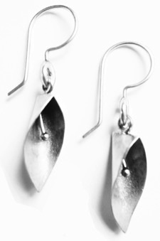 LILY $90-sterling silver earrings with mizzy texture in blossoms (3/4" long not including ear wire)